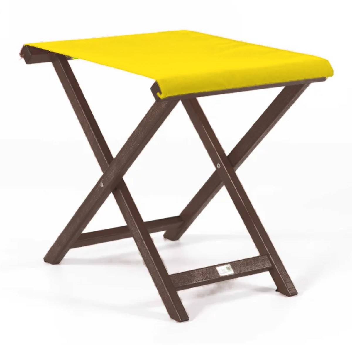 Repose-pieds Biarritz — vernis noyer, toile Jaune 003