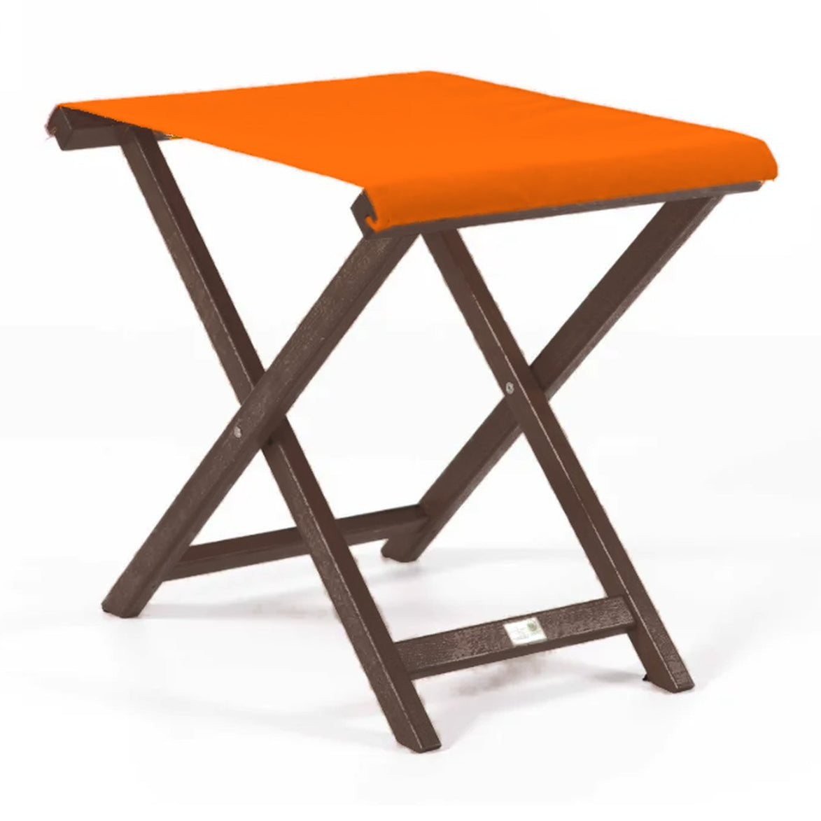 Repose-pieds Biarritz — vernis noyer, toile Orange 004