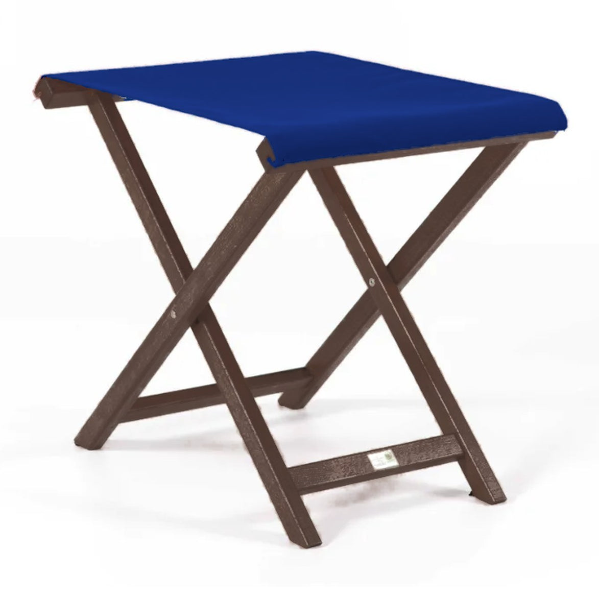 Repose-pieds Biarritz — vernis noyer, toile Bleu roi 007