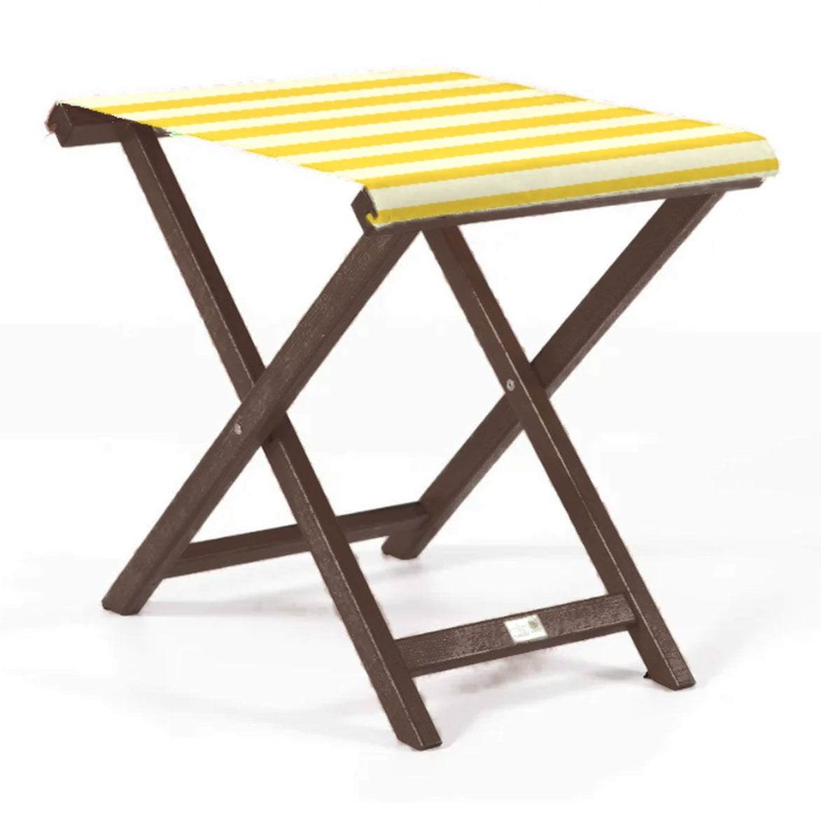 Repose-pieds Biarritz — vernis noyer, toile Rayé blanc jaune 011