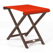 Repose-pieds Biarritz — vernis noyer, toile Rouge vif 040