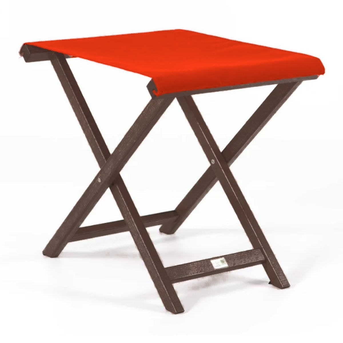 Repose-pieds Biarritz — vernis noyer, toile Rouge vif 040