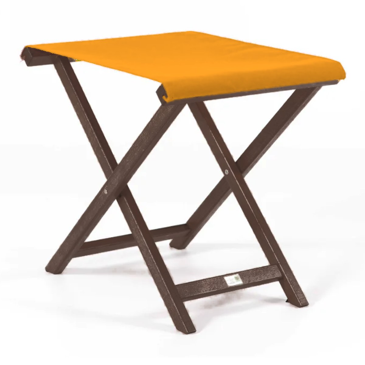 Repose-pieds Biarritz — vernis noyer, toile Mandarine 066