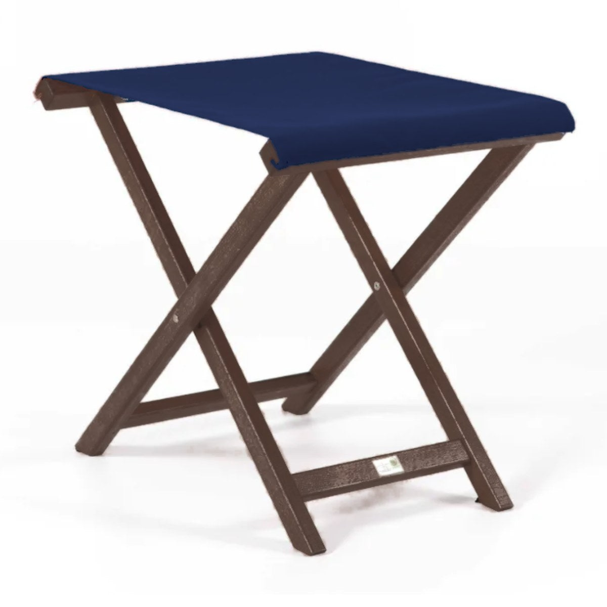Repose-pieds Biarritz — vernis noyer, toile Bleu marine 077