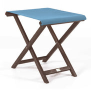 Repose-pieds Biarritz — vernis noyer, toile Bleu ciel 083