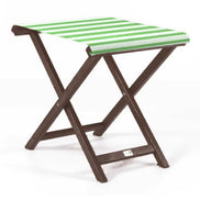 Repose-pieds Biarritz — vernis noyer, toile Rayé blanc vert 569