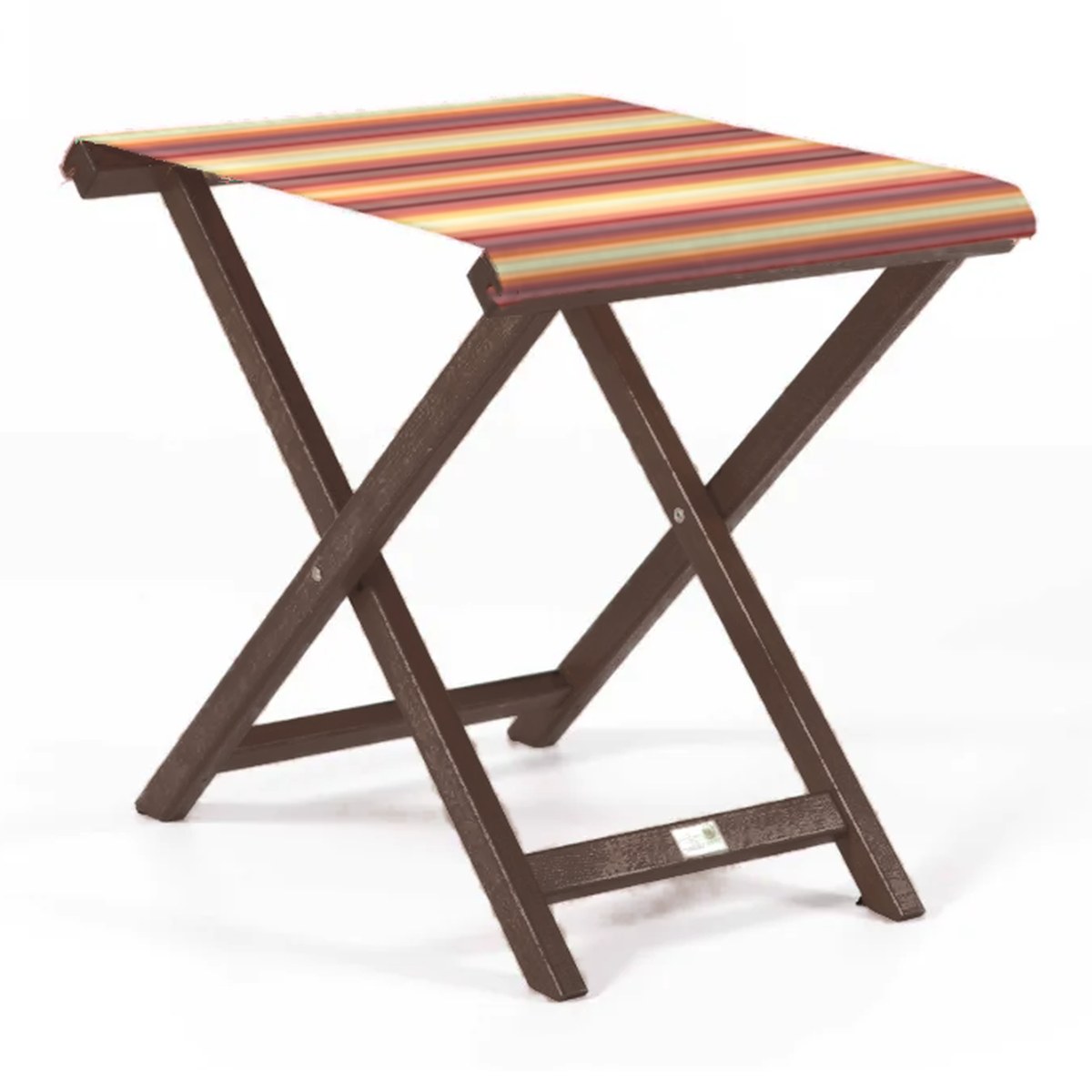 Repose-pieds Biarritz — vernis noyer, toile Rayé multicolore 622
