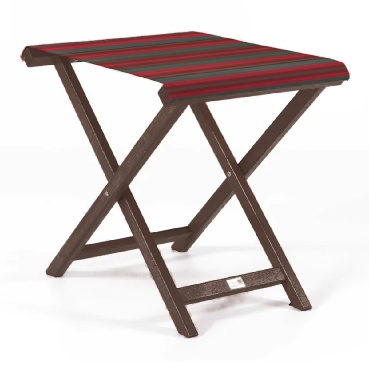 Repose-pieds Biarritz — vernis noyer, toile Rayé multicolore rouge 662