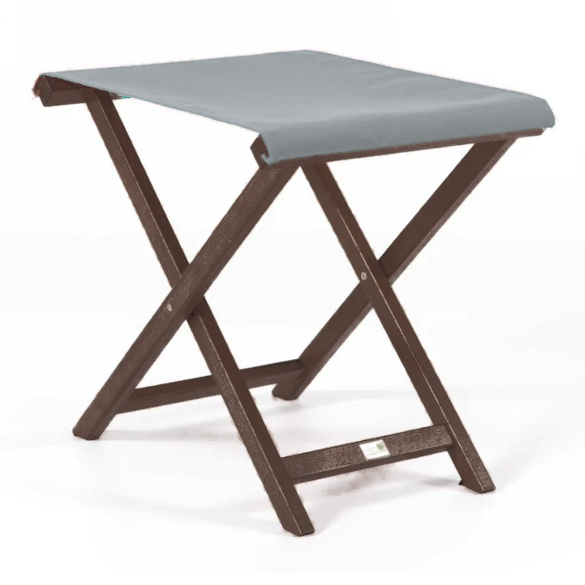 Repose-pieds Biarritz — vernis noyer, toile Screen gris