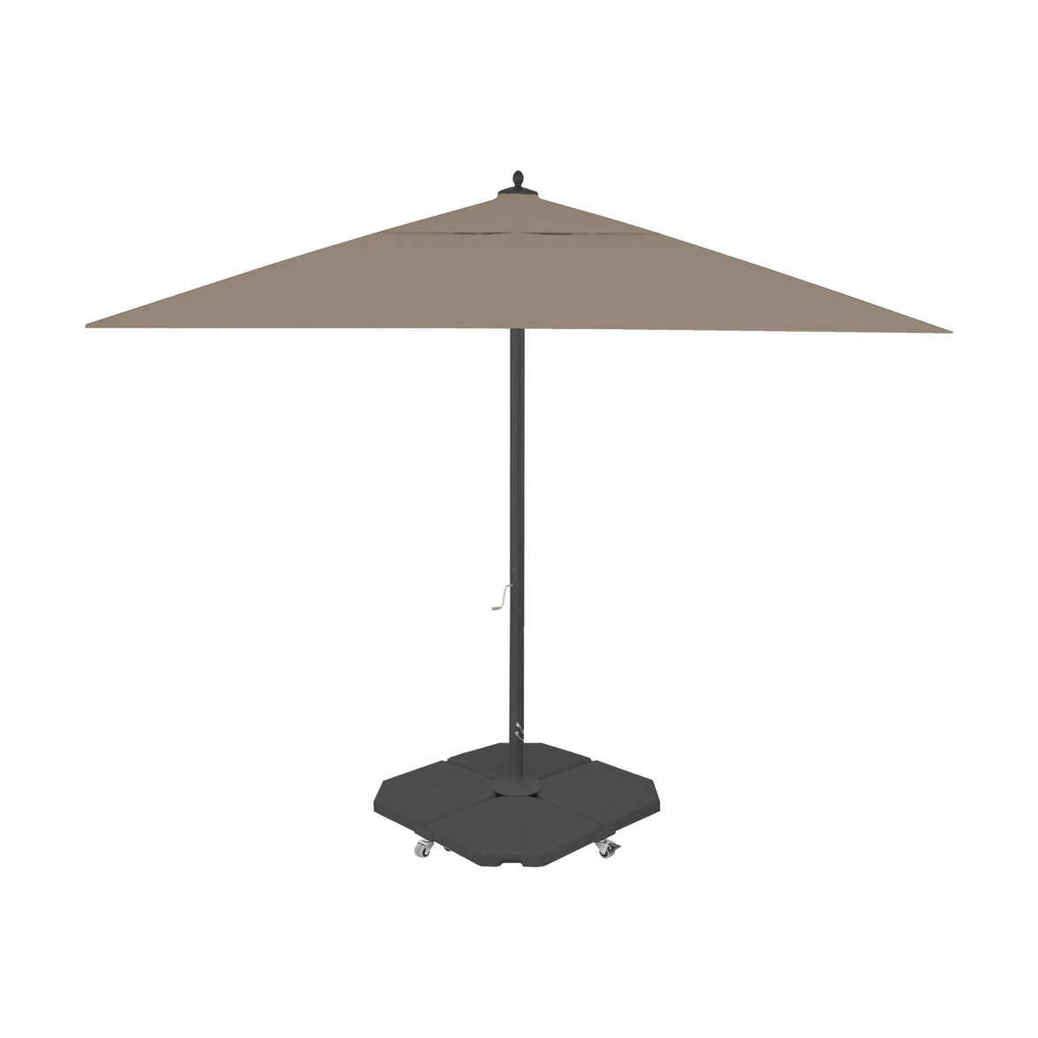 Parasol Rio 400 x 400 cm Ezpeleta, structure anthracite, toile taupe, sans volants