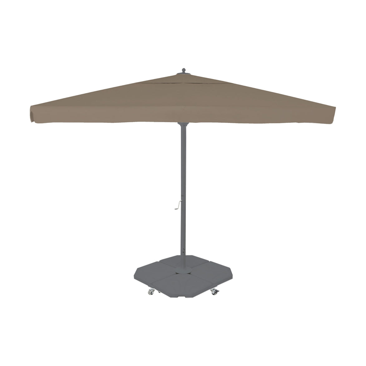 Parasol Rio 400 x 400 cm Ezpeleta, structure anthracite, toile taupe, avec volants