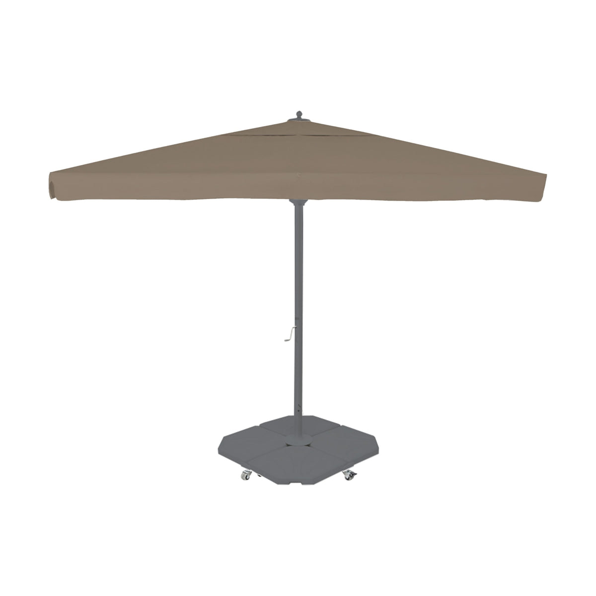 Parasol Rio 400 x 400 cm Ezpeleta, structure anthracite, toile taupe, avec volants