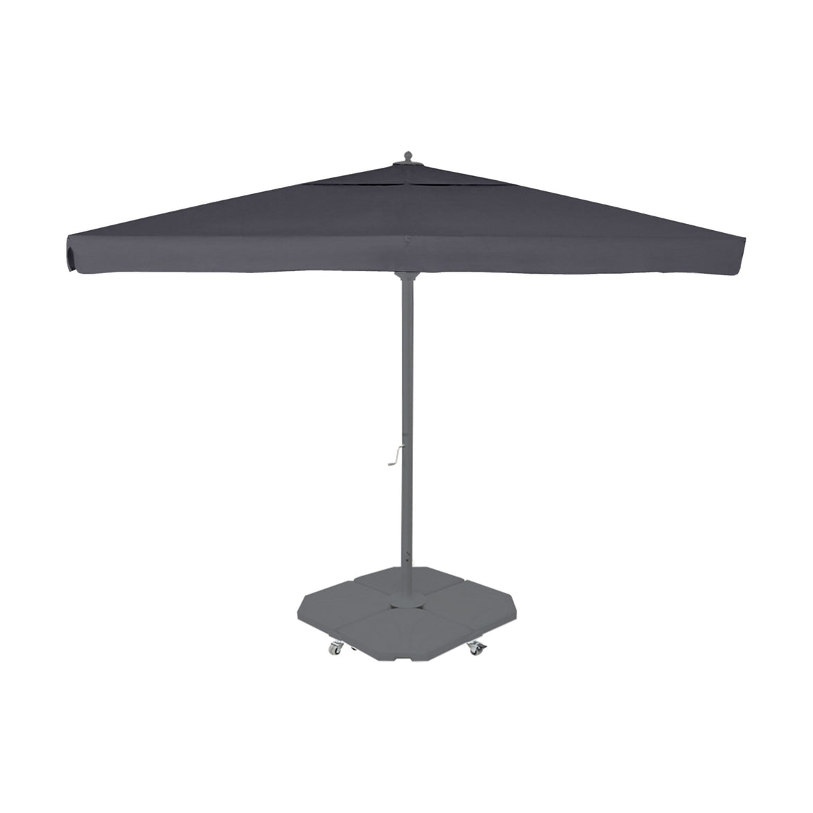 Parasol Rio 400 x 400 cm Ezpeleta, structure anthracite, toile anthracite, avec volants
