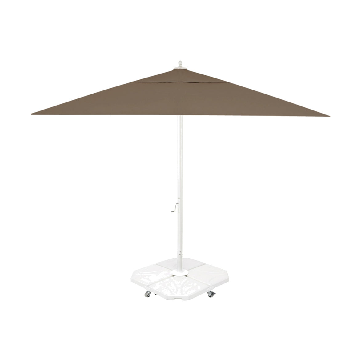 Parasol Rio 400 x 400 cm Ezpeleta, structure blanche, toile taupe, sans volants