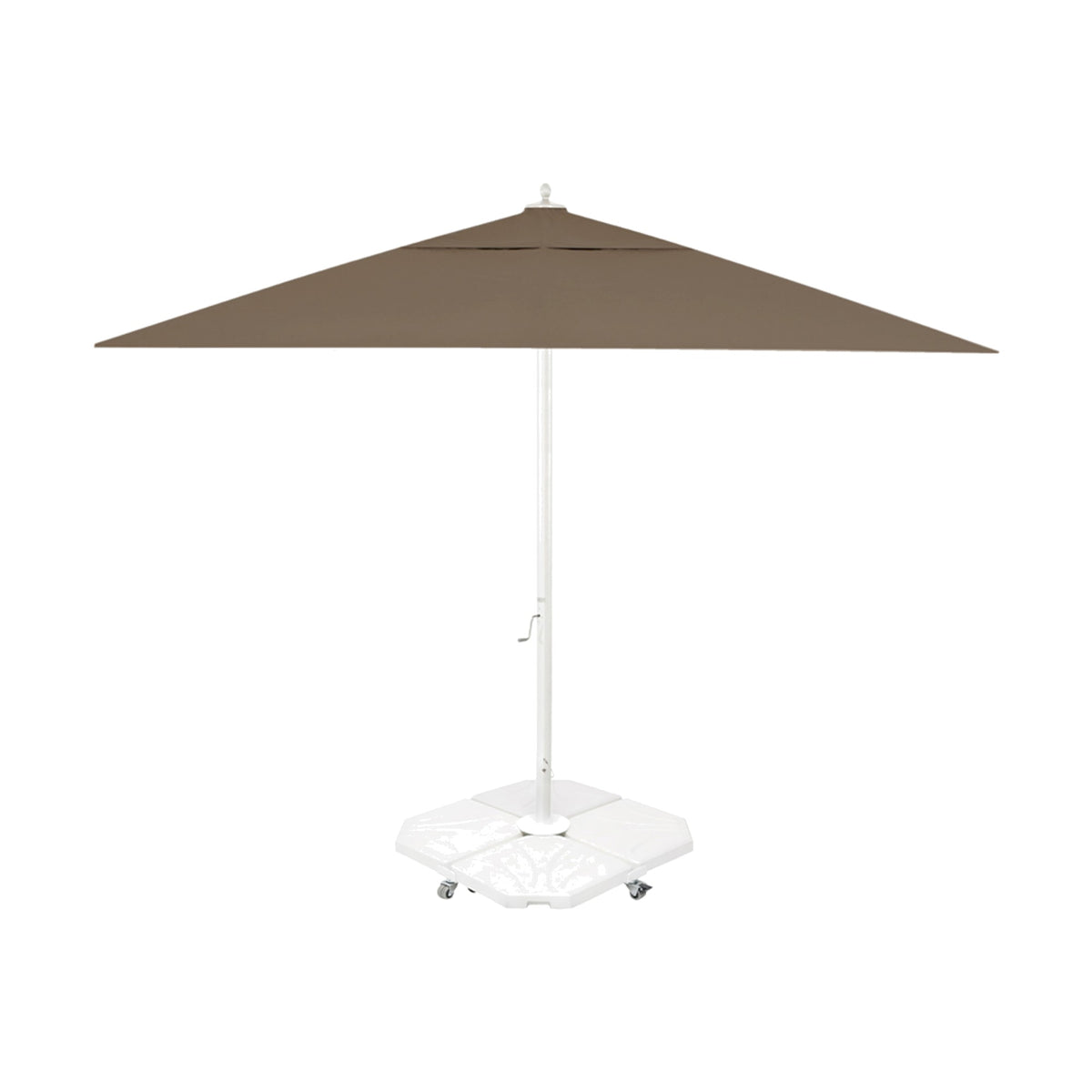 Parasol Rio 400 x 400 cm Ezpeleta, structure blanche, toile taupe, sans volants