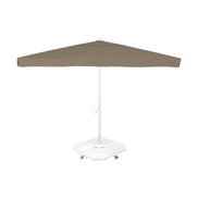 Parasol Rio 400 x 400 cm Ezpeleta, structure blanche, toile taupe, avec volants
