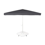 Parasol Rio 400 x 400 cm Ezpeleta, structure blanche, toile anthracite, avec volants