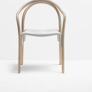 Fauteuil Soul 3745 Pedrali frêne blanchi, assise blanche