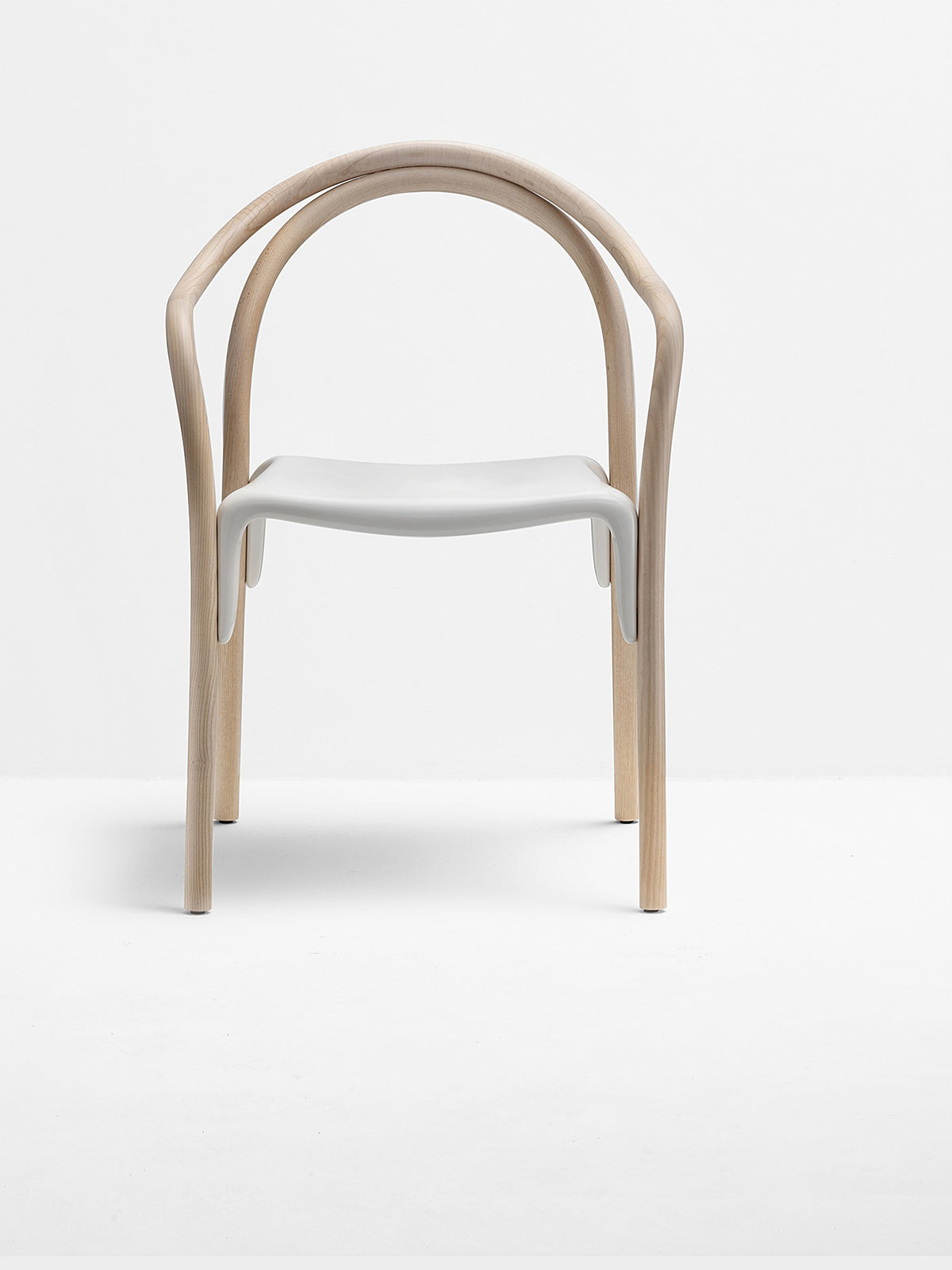 Fauteuil Soul 3745 Pedrali frêne blanchi, assise blanche