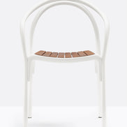 Fauteuil Soul 3746 blanc, assise teck