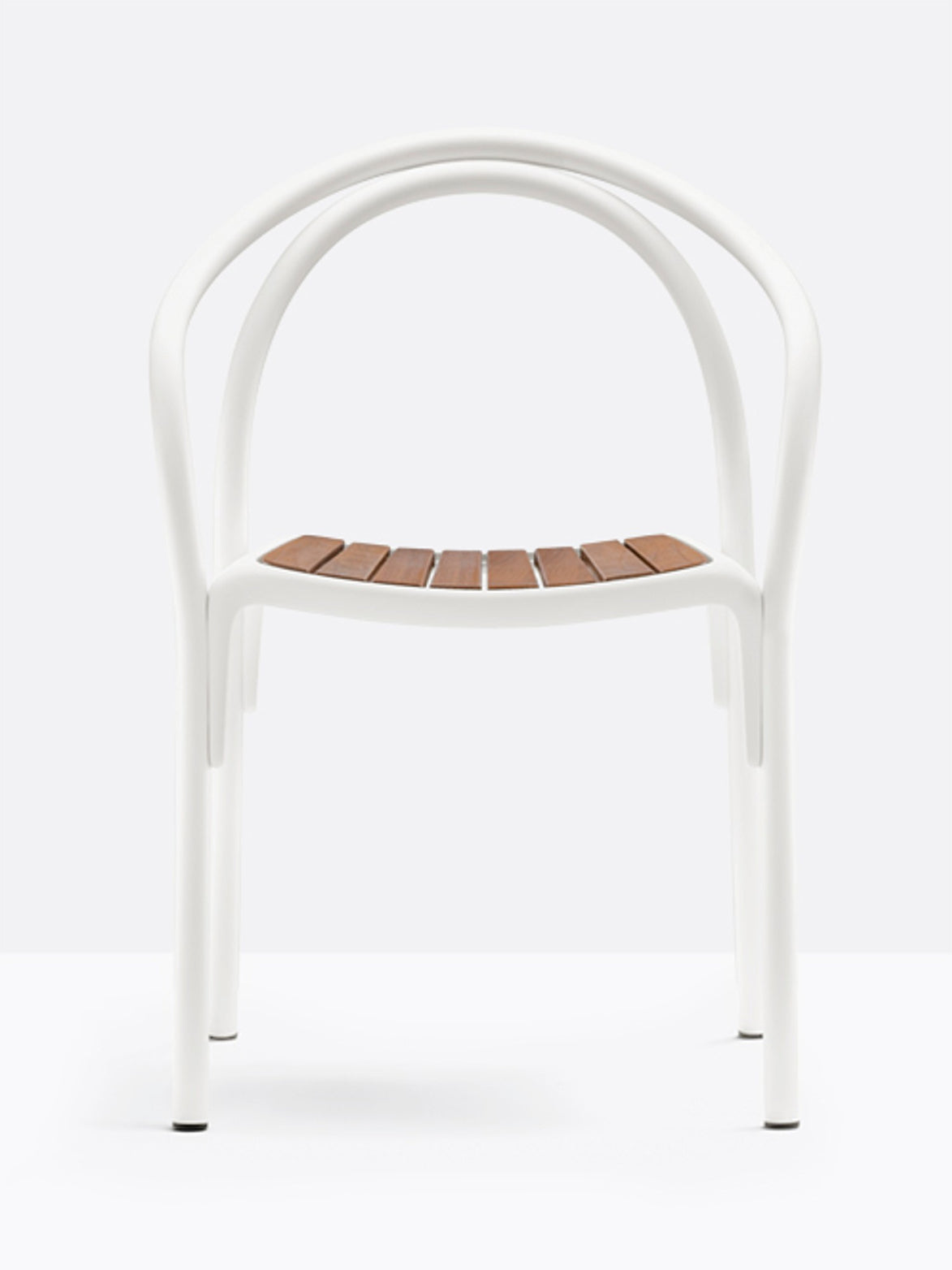 Fauteuil Soul 3746 blanc, assise teck