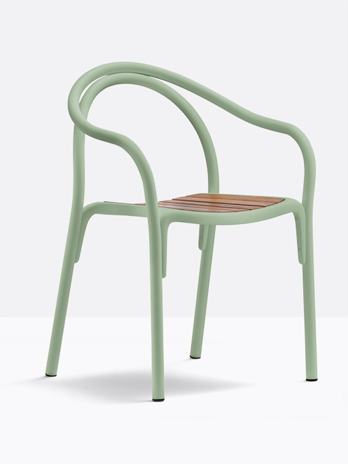 Fauteuil Soul 3746 Pedrali vert sauge, assise teck