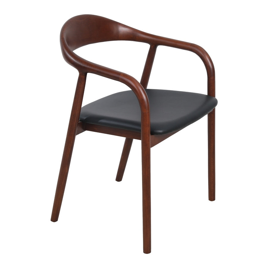 Fauteuil Davies — fauteuil de salon d'hôtel en hêtre brun foncé aux lignes courbes