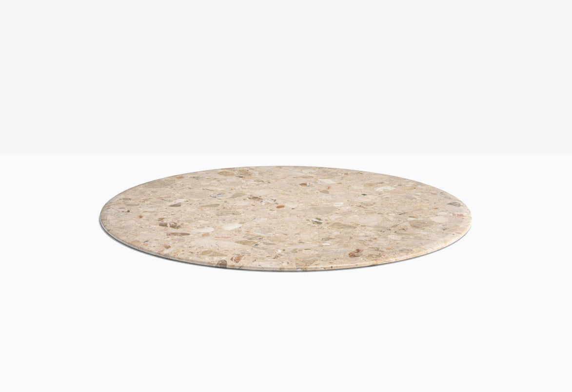 Plateau rond en marbre reconstitué beige Pedrali