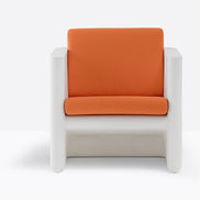 Fauteuil Sunset 625 blanc, coussins coloris orange
