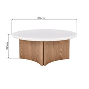 Table basse Arlo Ø80 cm microciment — Blanc crème & chêne
