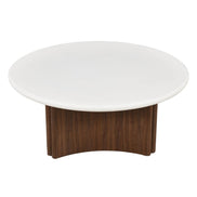 Table basse Arlo Ø80 cm microciment — Blanc crème & noyer