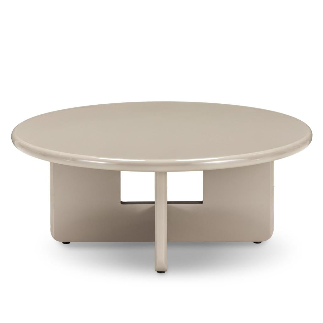 Table basse Larna Ø80 cm beige brillant — vue d'ensemble