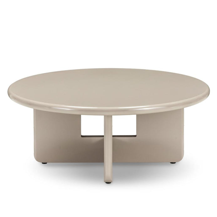 Table basse Larna Ø80 cm beige brillant — vue d'ensemble