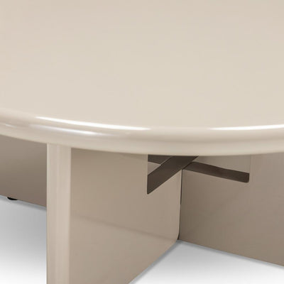Table basse Larna Ø80 cm beige brillant