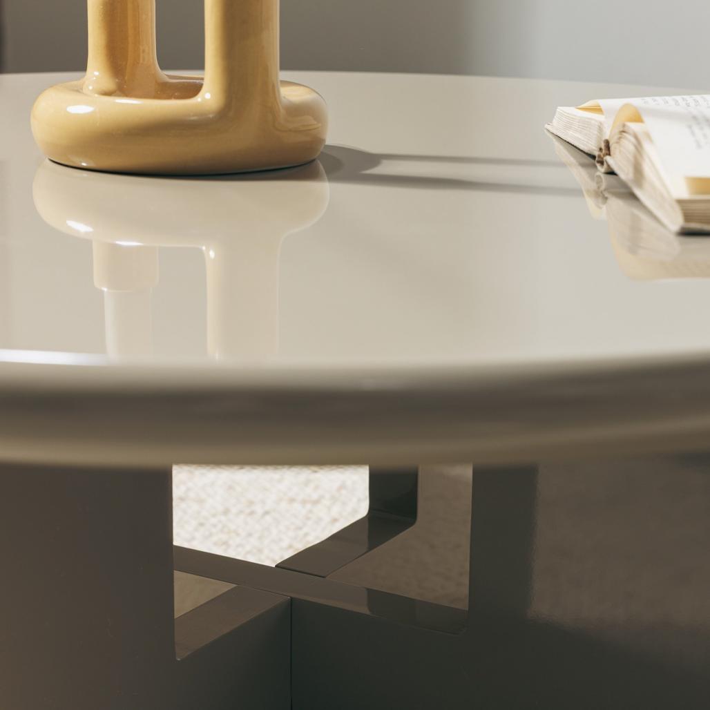 Table basse Larna Ø80 cm beige brillant