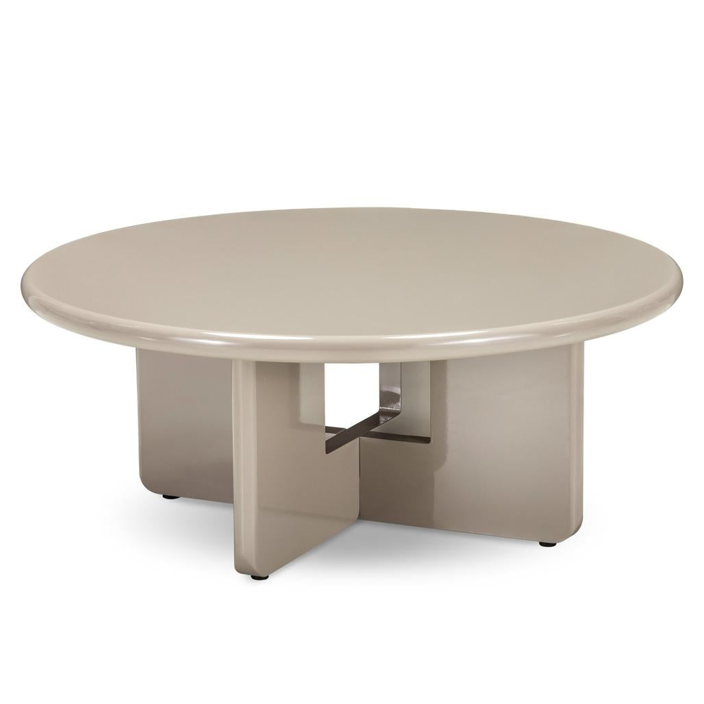 Table basse Larna Ø80 cm beige brillant