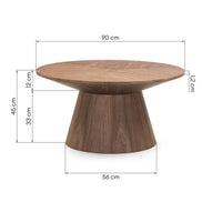 Table basse Mariel Ø90 cm noyer