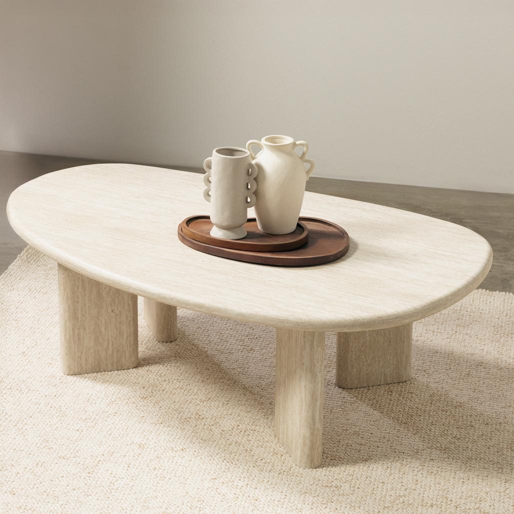 Table basse Nadin 130 cm effet travertin