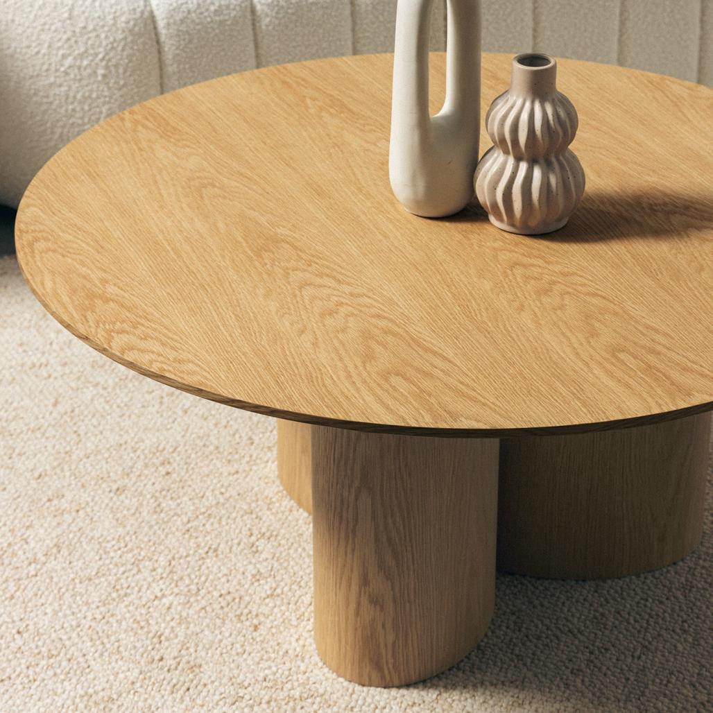 Table basse Naora Ø100 cm chêne naturel