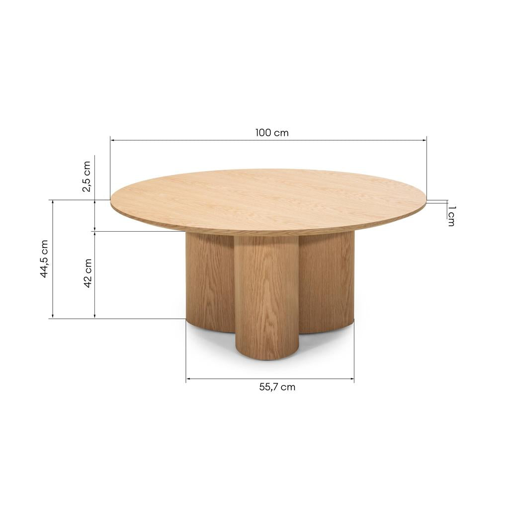 Table basse Naora Ø100 cm chêne naturel