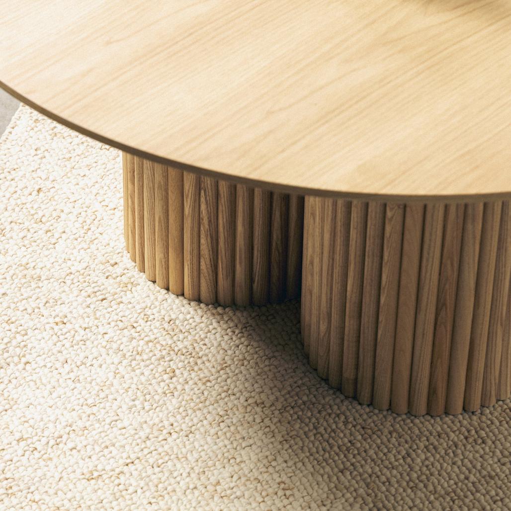 Table basse Naora II Ø100 cm base à lamelles