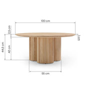 Table basse Naora II Ø100 cm base à lamelles