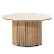 Table basse Unanime Ø80 cm à lattes chêne — vue d'ensemble