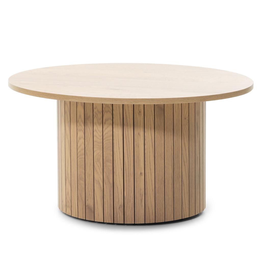 Table basse Unanime Ø80 cm à lattes chêne — vue d'ensemble