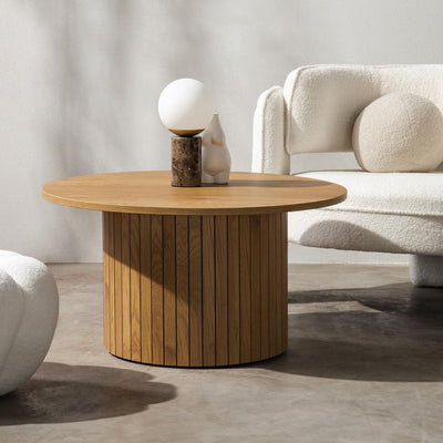 Table basse Unanime Ø80 cm à lattes chêne