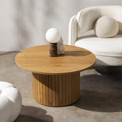 Table basse Unanime Ø80 cm à lattes chêne