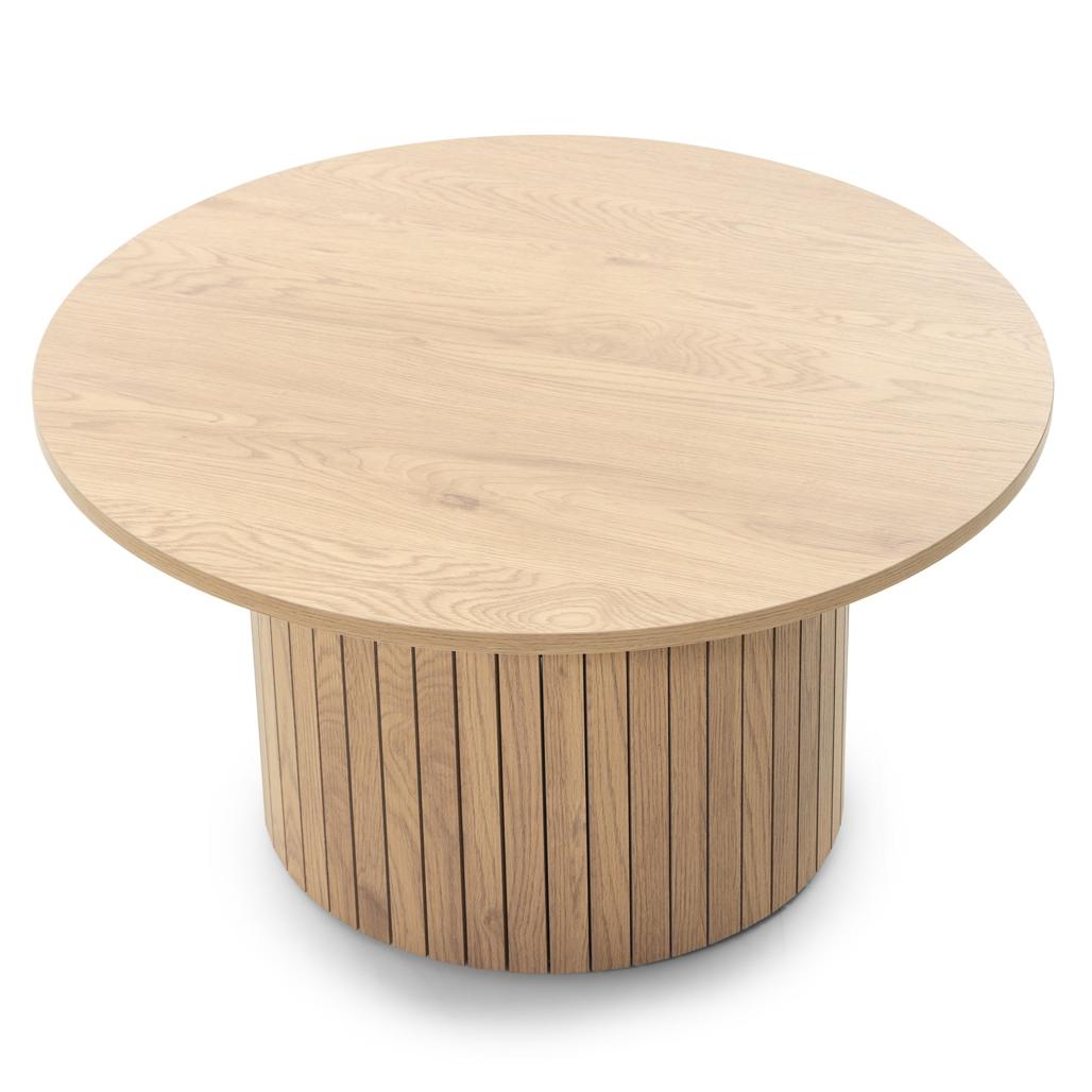 Table basse Unanime Ø80 cm à lattes chêne