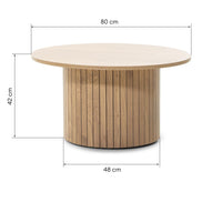 Table basse Unanime Ø80 cm à lattes chêne