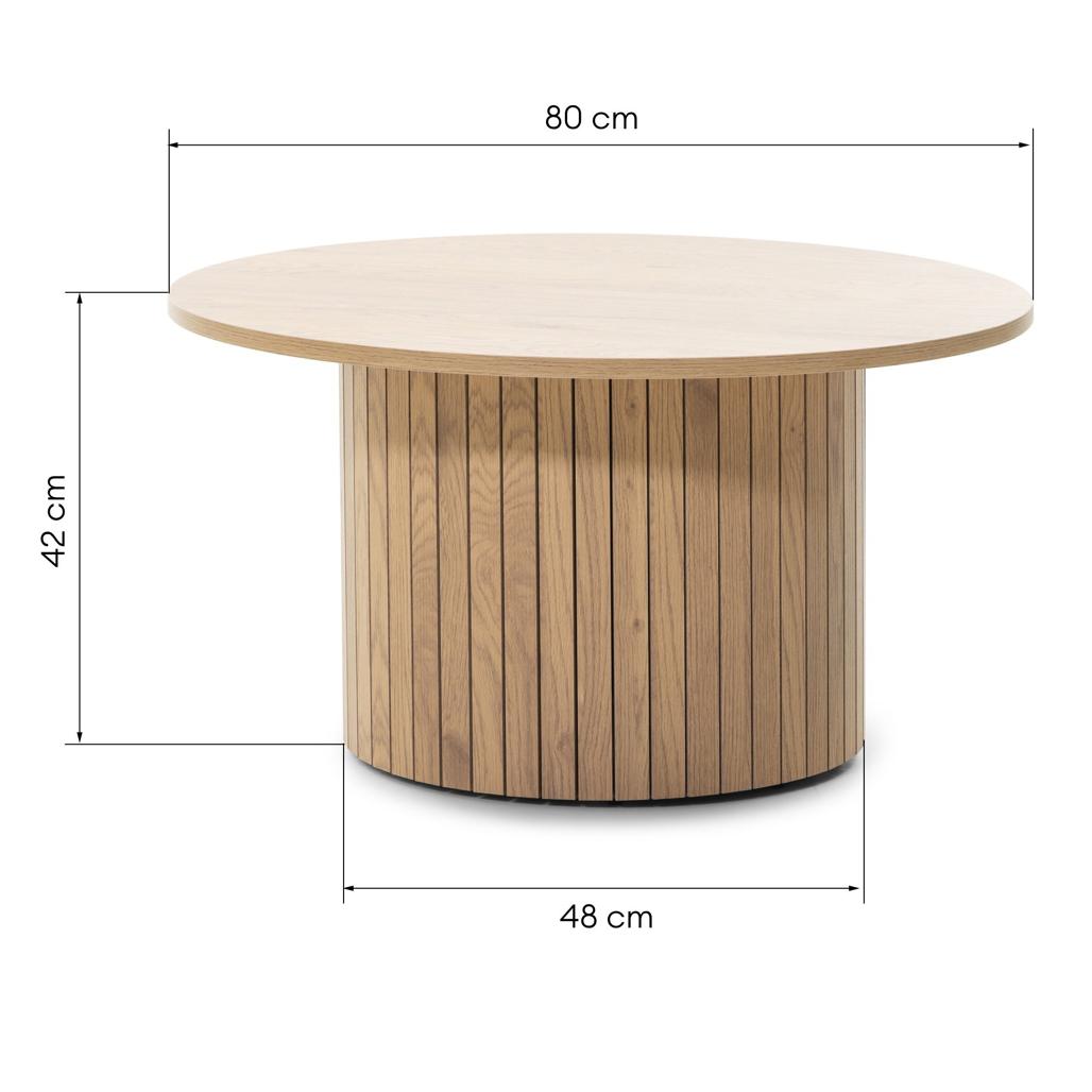 Table basse Unanime Ø80 cm à lattes chêne