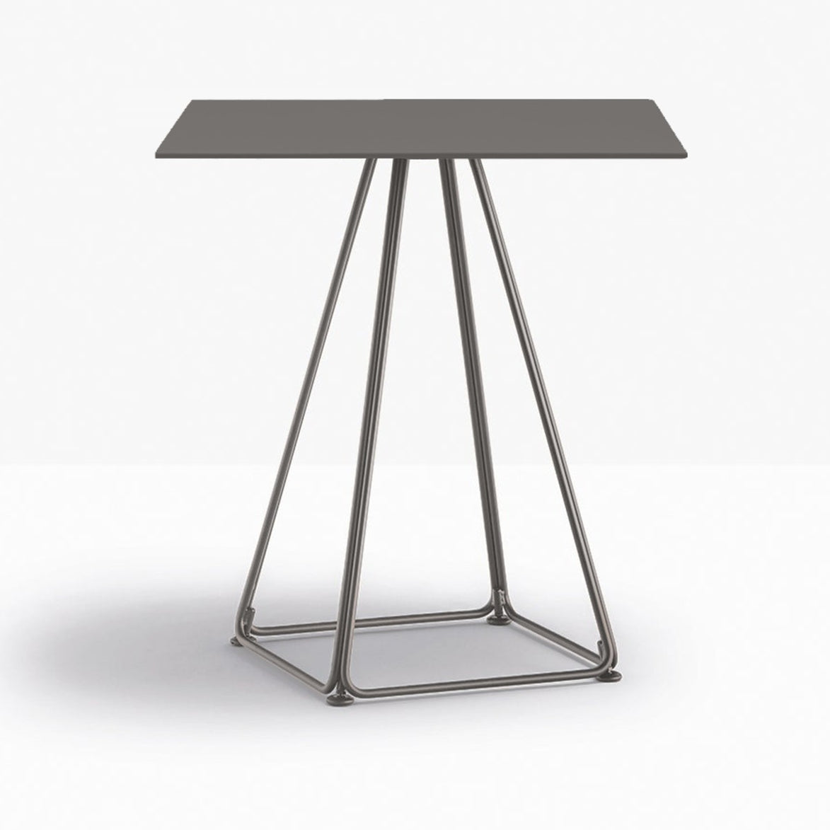 Table complète carrée Lunar Pedrali — plateau acier et piètement fil d'acier coloris Gris anthracite GA